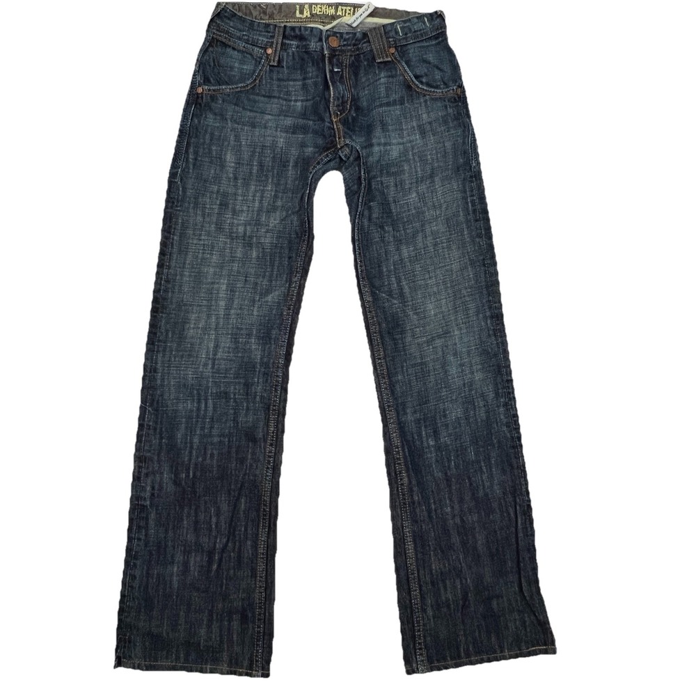 LA Denim Atelier Jeans Sz 30 Dark Wash Cotton Poly Stretc Straight USA EUC Y2k